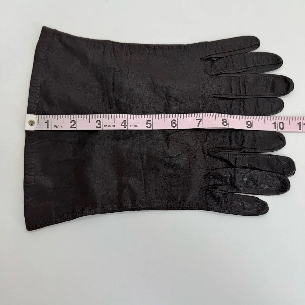 Vintage Regency For Alexander Real Kid Skin Leather Silk Lining Gloves Women